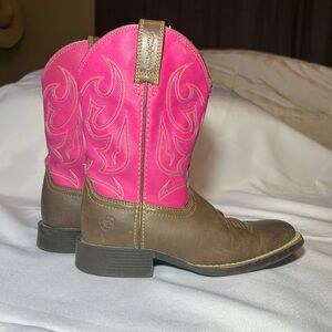 Ariat Pink and Brown Ariat Western Boots Girls Sz 13